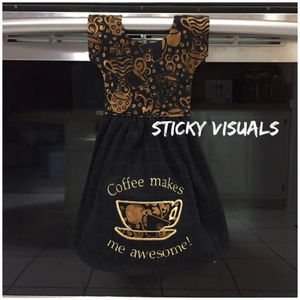 Kitchen Towel Embroidered Coffee Makes Me Awesome